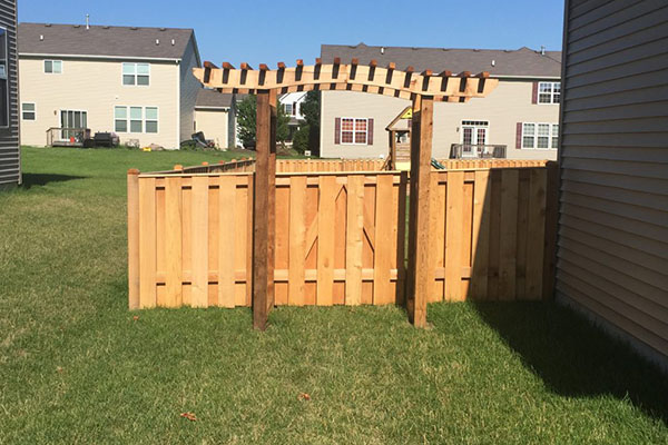 The brand new vinyl wooden fence at Batavia, IL 