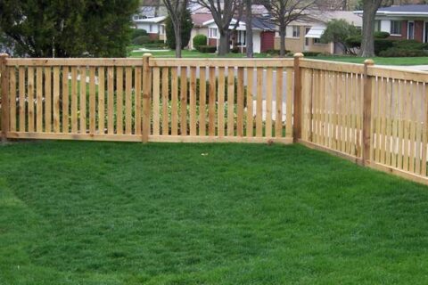 lawn with wood fence
