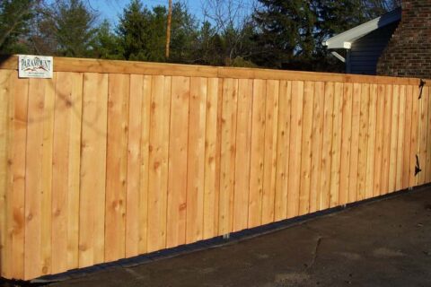 The brown wooden fence wall in residential place at Batavia, IL