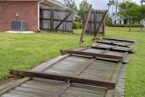 stormed damaged fence