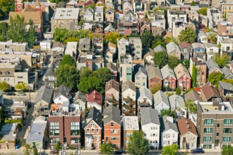 Aerial View of Residential Streets in Chicago, IL